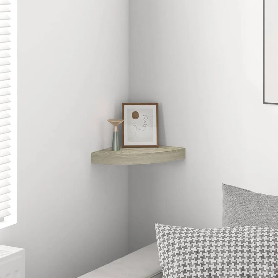 Étagère d'angle flottante chêne 25x25x3,8 cm MDF - 3