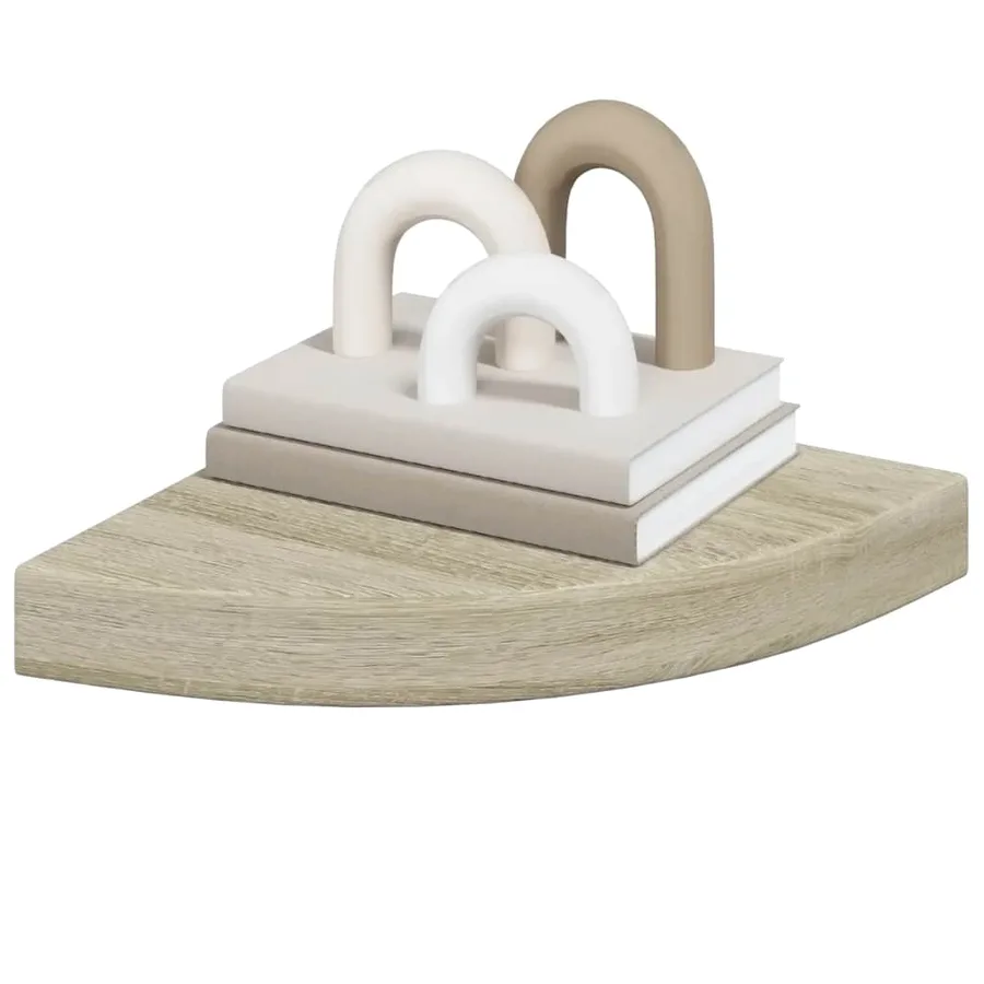 Étagère d'angle flottante chêne 25x25x3,8 cm MDF - 4
