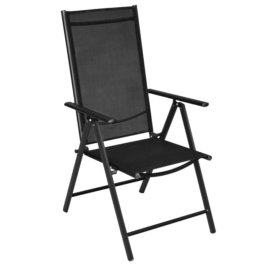 Chaises pliables de jardin lot de 4 Aluminium et textilène Noir - 3