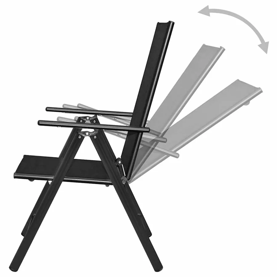 Chaises pliables de jardin lot de 4 Aluminium et textilène Noir - 5