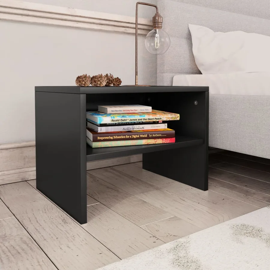 Tables de chevet 2 pcs Noir 40x30x30 cm Bois d'ingénierie - 2