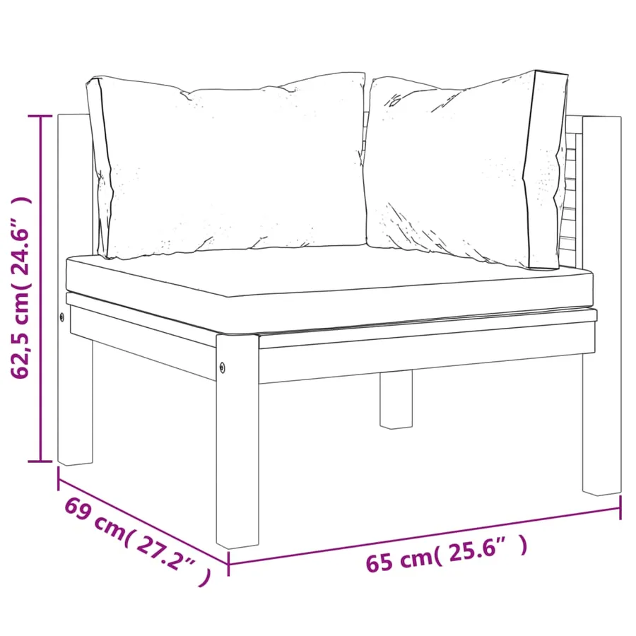 Salon de jardin 8 pcs avec coussin crème Bois d'acacia solide - 10