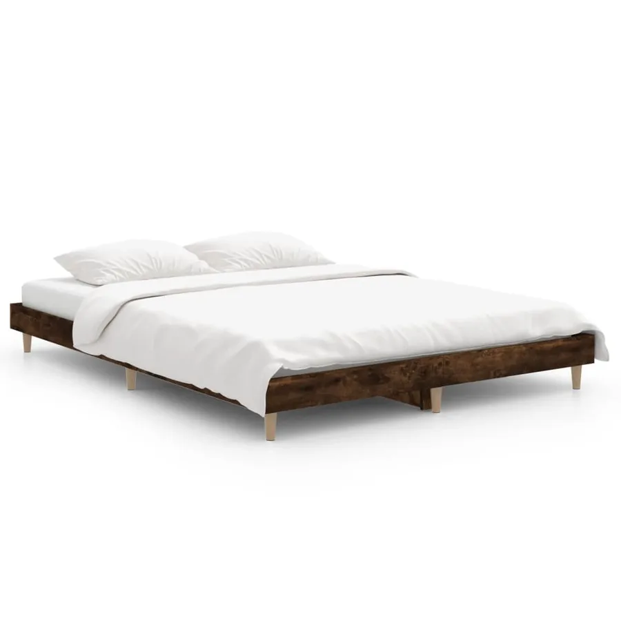 Cadre de lit sans matelas chêne fumé 135x190 cm bois ingénierie - 2