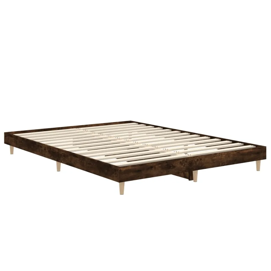Cadre de lit sans matelas chêne fumé 135x190 cm bois ingénierie - 5