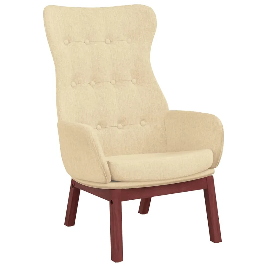 Chaise de relaxation avec repose-pied Crème Tissu - 4