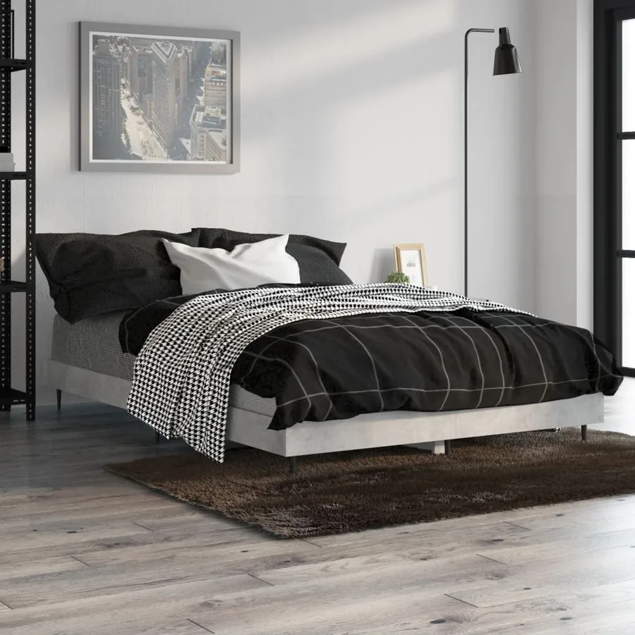 Cadre de lit sans matelas gris béton 120x190 cm - 4
