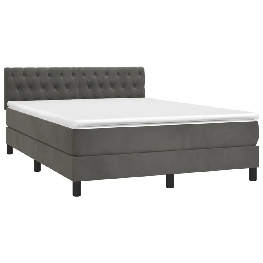 Sommier à lattes de lit avec matelas LED Gris foncé 140x200 cm - 3