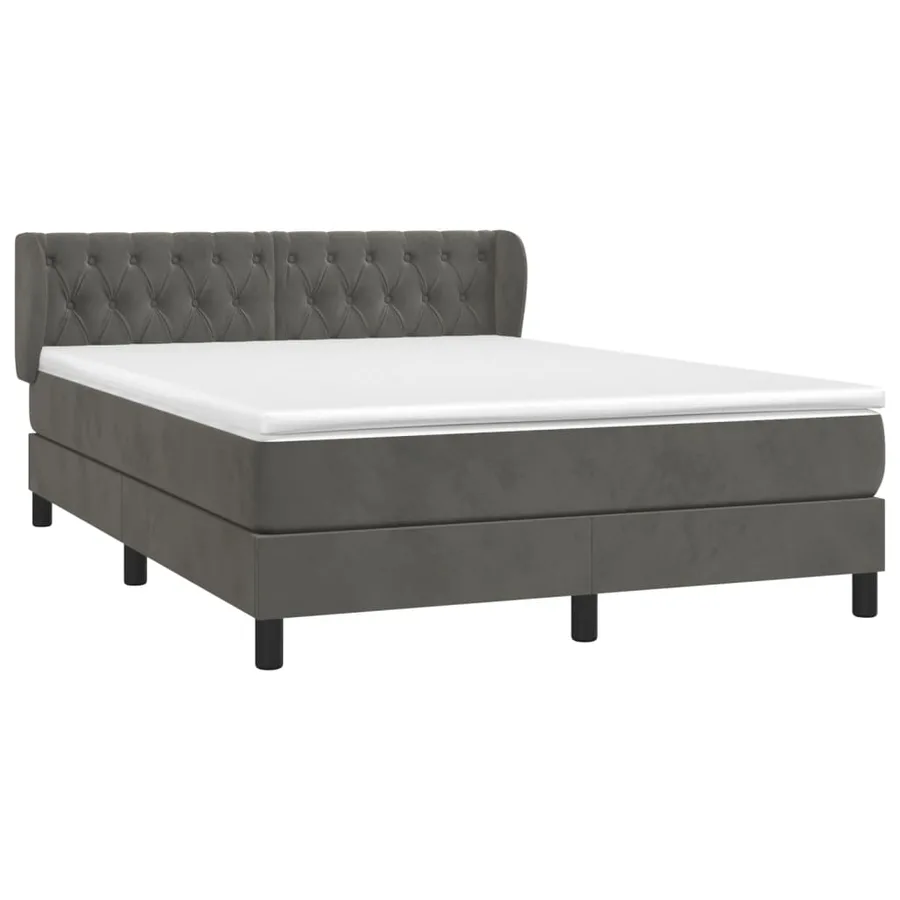 Sommier à lattes de lit et matelas Gris foncé 140x200cm Velours - 3