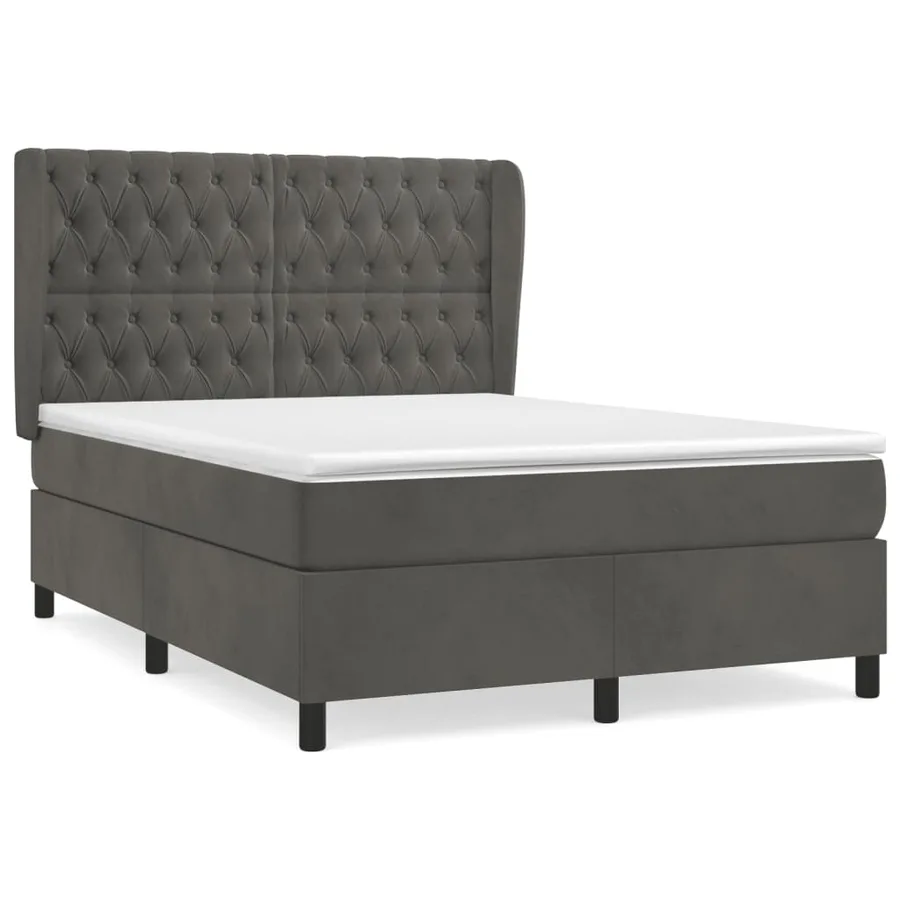 Sommier à lattes de lit et matelas Gris foncé 140x190cm Velours - 2