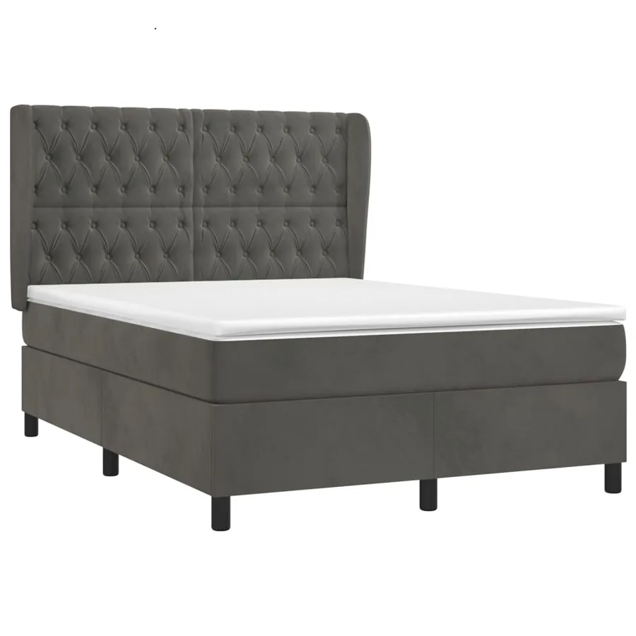 Sommier à lattes de lit et matelas Gris foncé 140x190cm Velours - 3