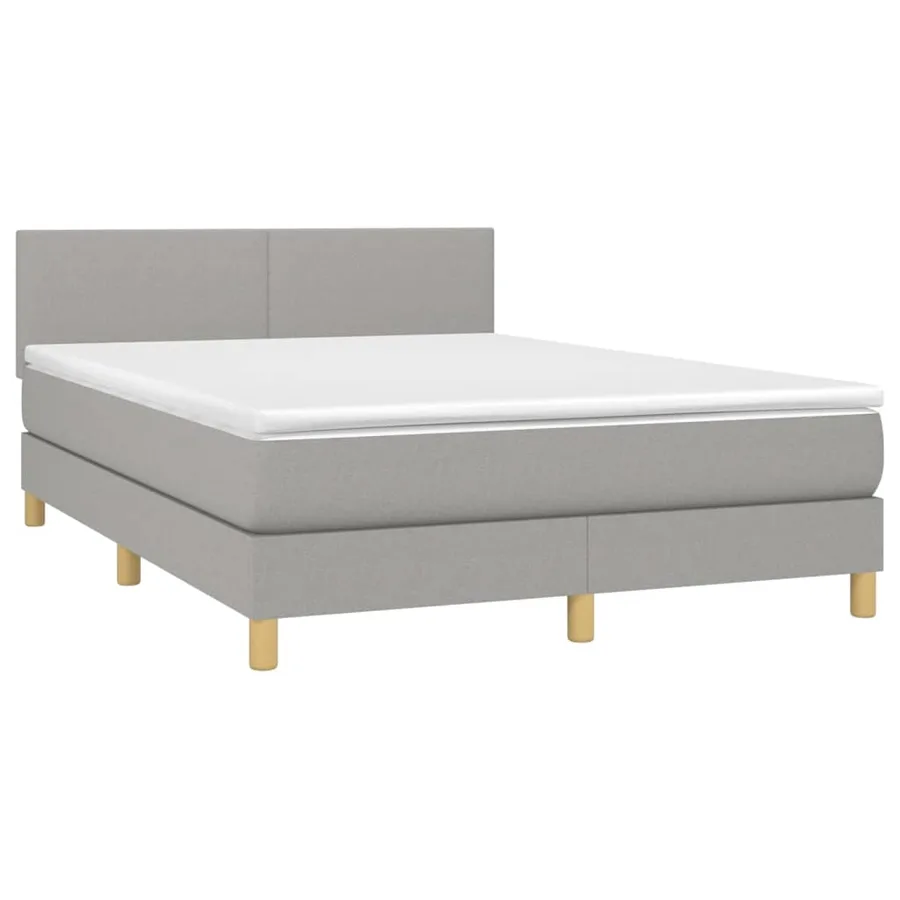 Sommier à lattes de lit et matelas et LED Gris clair 140x190 cm - 3
