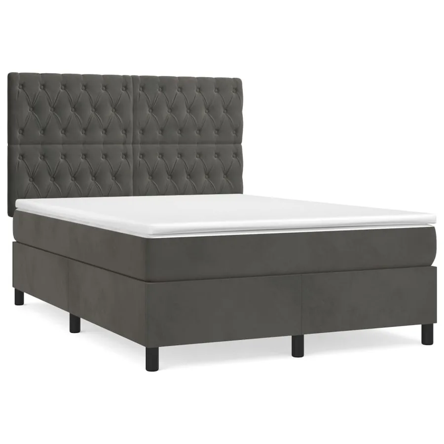 Sommier à lattes de lit et matelas Gris foncé 140x200cm Velours - 2