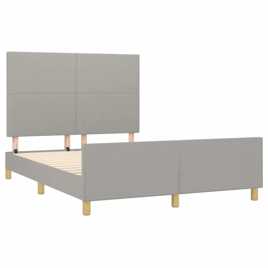 Cadre de lit sans matelas gris clair 140x200 cm tissu - 4