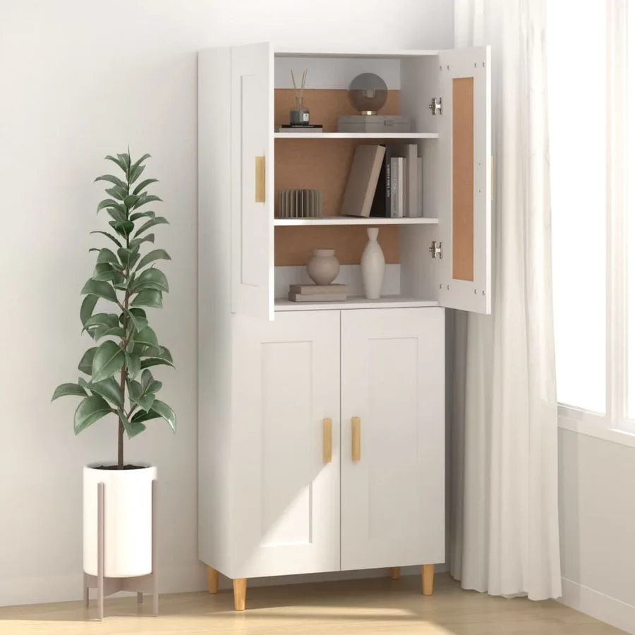Buffet Blanc 69,5x34x90 cm Bois d'ingénierie - 3