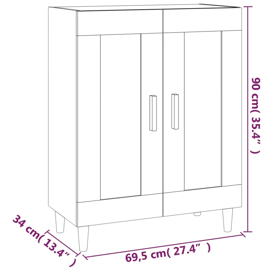 Buffet Blanc 69,5x34x90 cm Bois d'ingénierie - 9