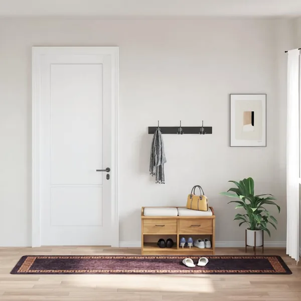 Tapis lavable 80x300 cm Noir et doré