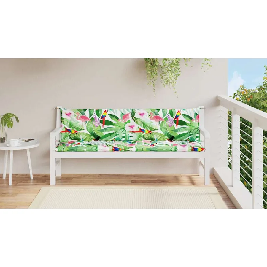 Coussins de banc de jardin lot de 2 multicolore 200x50x7 cm - 3