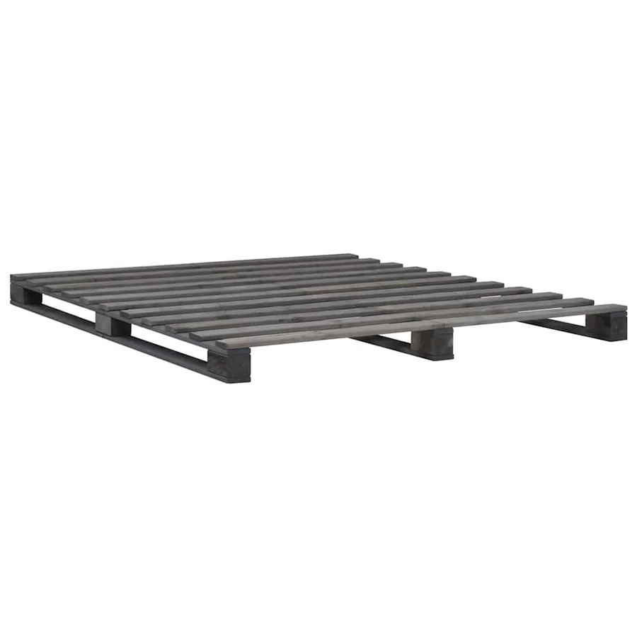 Cadre de lit de palette sans matelas gris 200x200cm bois massif - 2