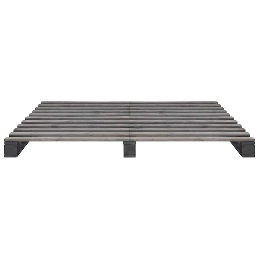 Cadre de lit de palette sans matelas gris 200x200cm bois massif - 3