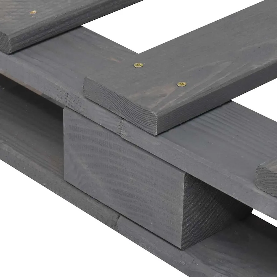 Cadre de lit de palette sans matelas gris 200x200cm bois massif - 5