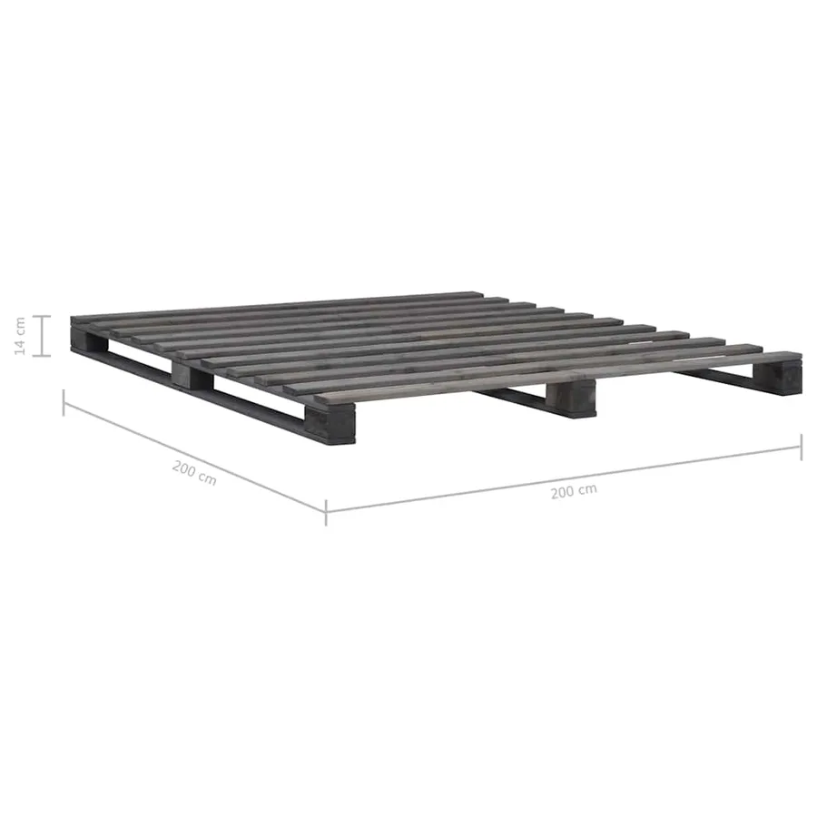 Cadre de lit de palette sans matelas gris 200x200cm bois massif - 7