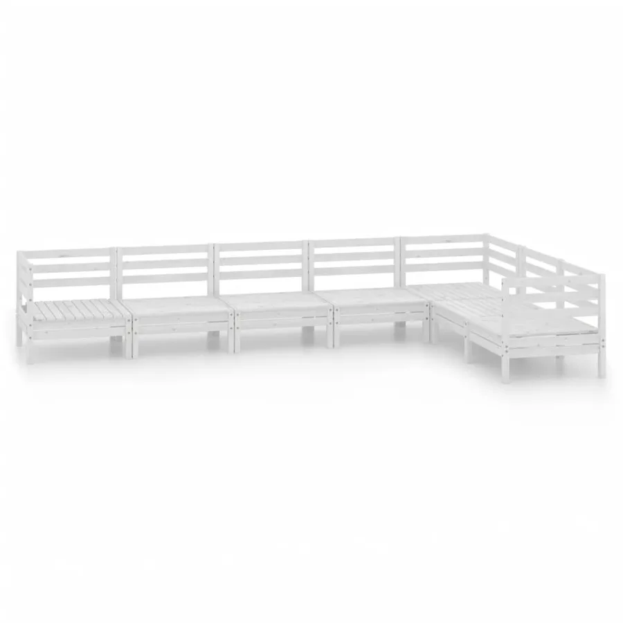 Salon de jardin 7 pcs Bois de pin massif Blanc - 2