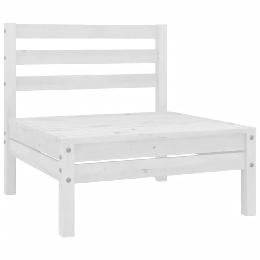 Salon de jardin 7 pcs Bois de pin massif Blanc - 4