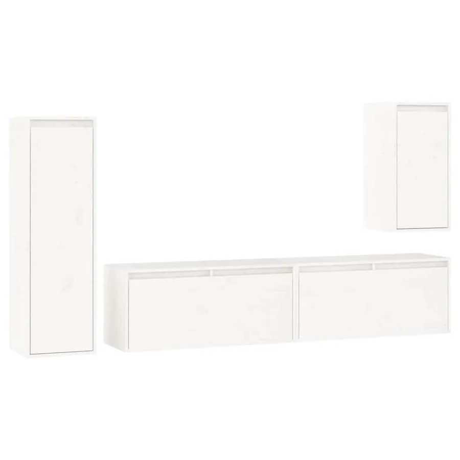 Meubles TV 4 pcs Blanc Bois massif de pin - 2