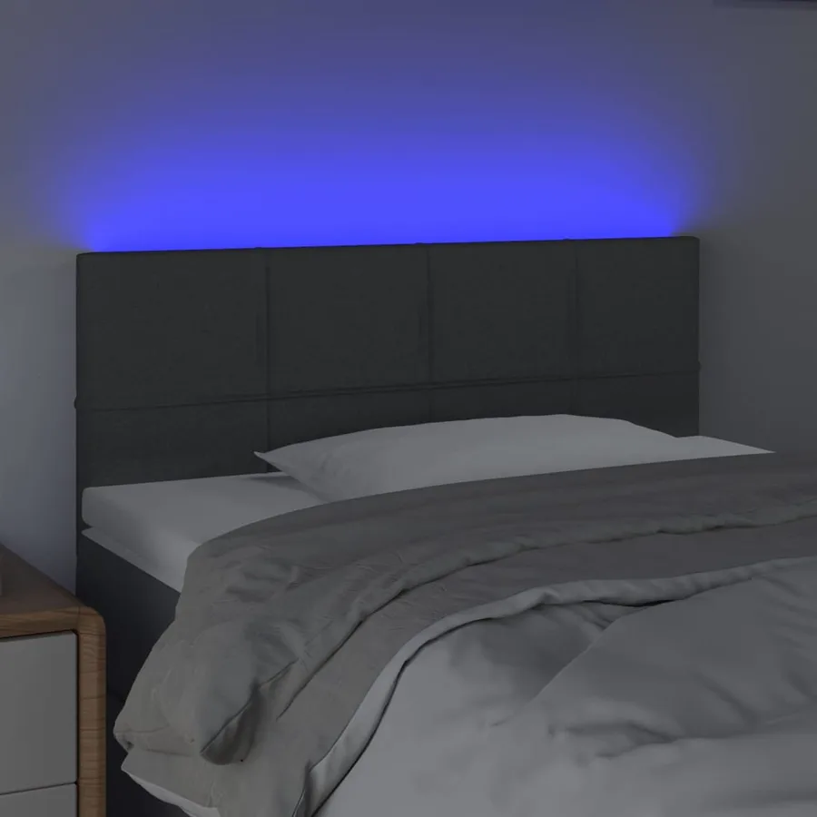 Tête de lit à LED Gris foncé 100x5x78/88 cm Tissu - 3