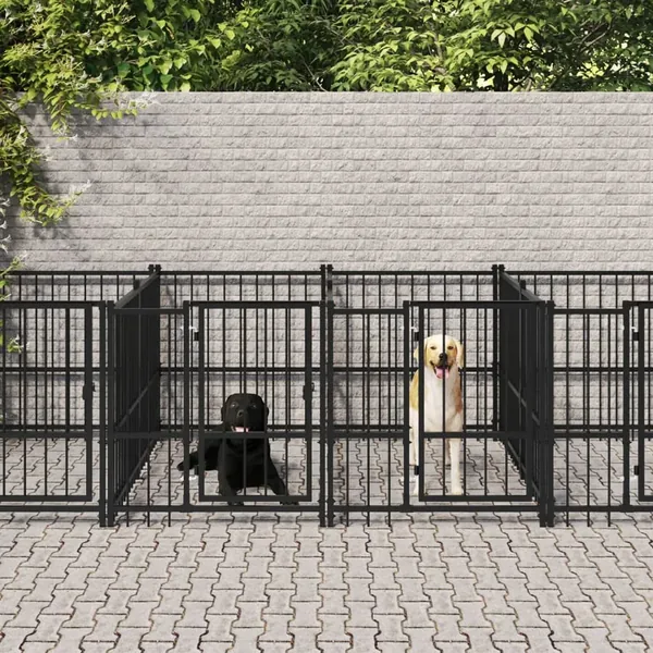 Chenil d'extérieur pour chiens Acier 9,38 m²