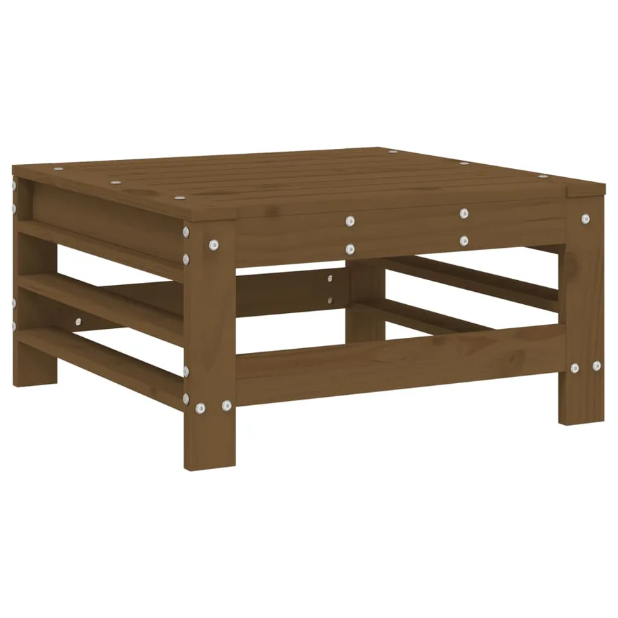 Repose-pied de jardin et coussin marron miel bois de pin massif - 4