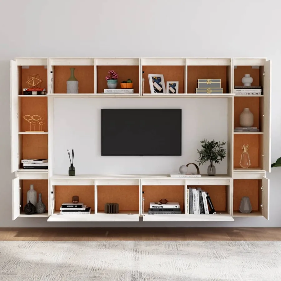 Meubles TV 8 pcs Blanc Bois massif de pin - 3