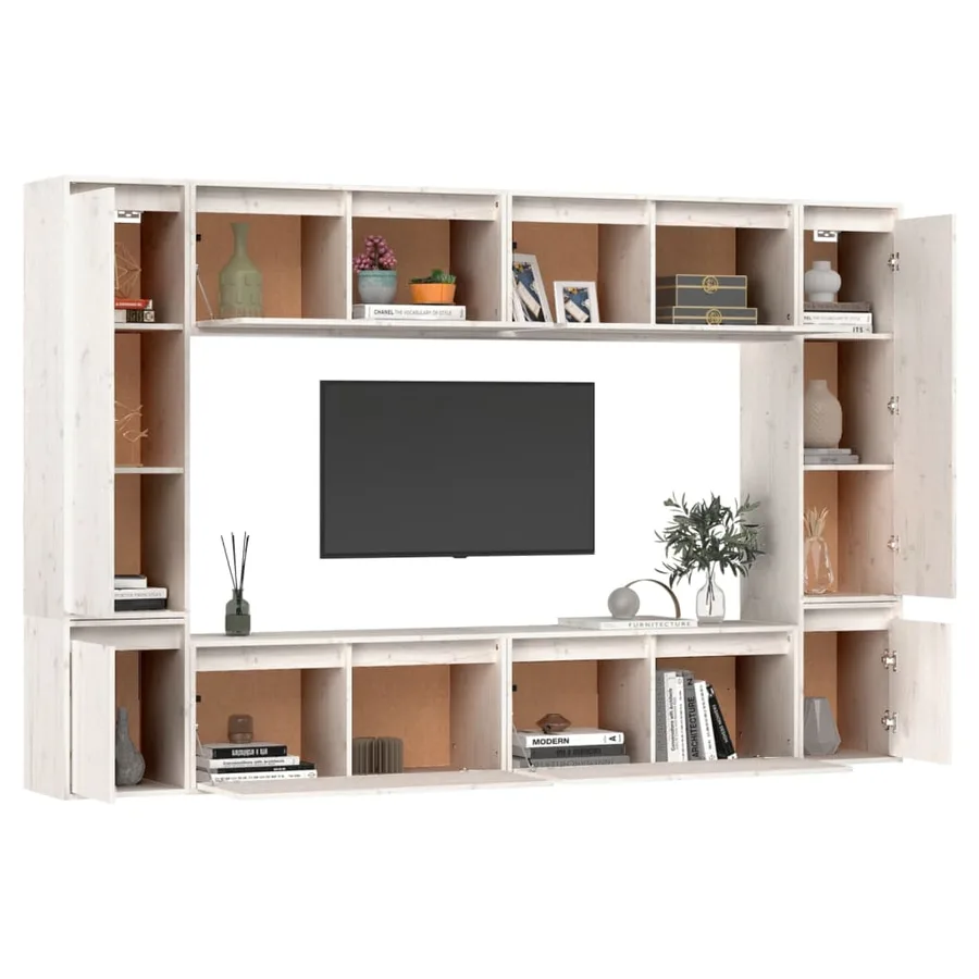 Meubles TV 8 pcs Blanc Bois massif de pin - 4