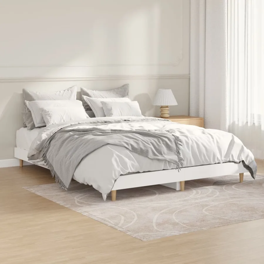 Cadre de lit sans matelas blanc 135x190 cm bois d'ingénierie