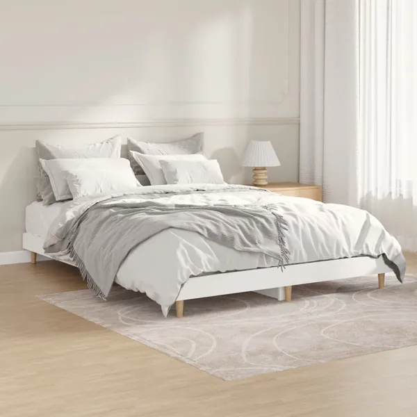 Cadre de lit sans matelas blanc 135x190 cm bois d'ingénierie