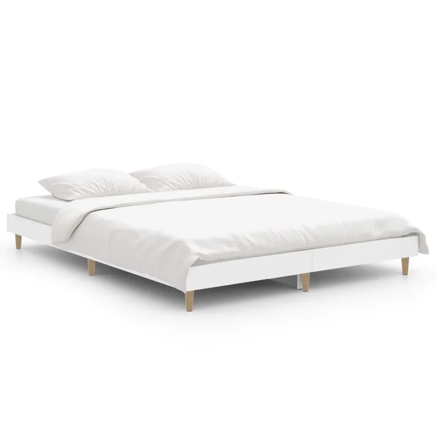 Cadre de lit sans matelas blanc 135x190 cm bois d'ingénierie - 2