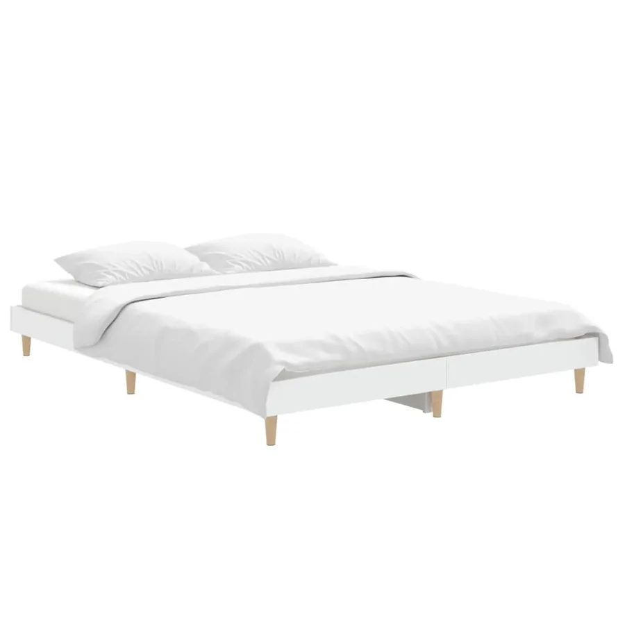 Cadre de lit sans matelas blanc 135x190 cm bois d'ingénierie - 3