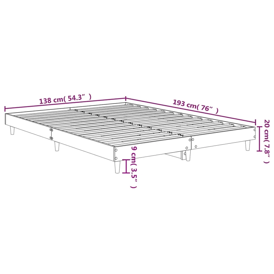 Cadre de lit sans matelas blanc 135x190 cm bois d'ingénierie - 9