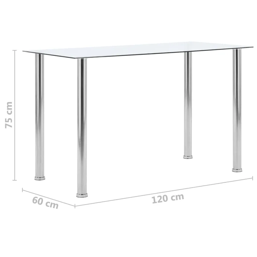 Table à manger Transparent 120x60x75 cm Verre trempé - 5