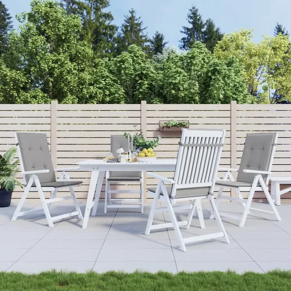 Coussins de chaise de jardin à dossier haut lot de 4 gris tissu