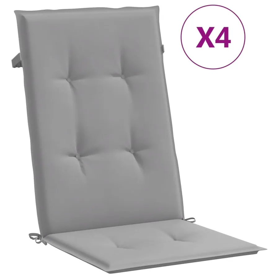 Coussins de chaise de jardin à dossier haut lot de 4 gris tissu - 2