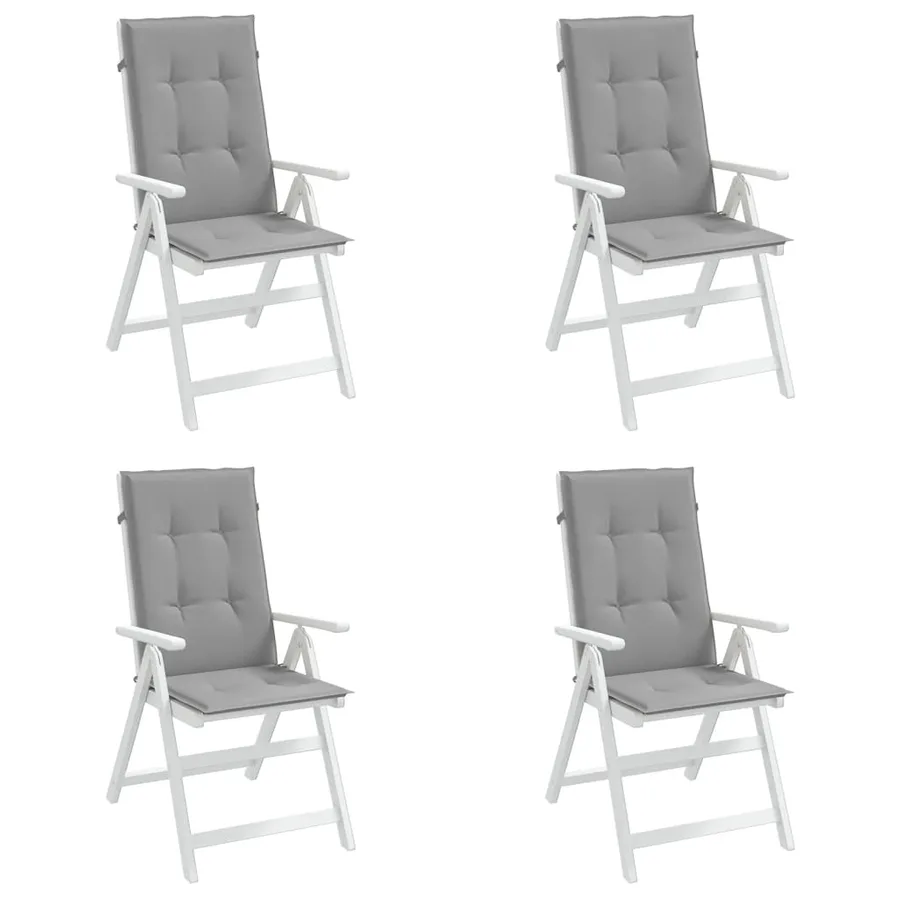 Coussins de chaise de jardin à dossier haut lot de 4 gris tissu - 4