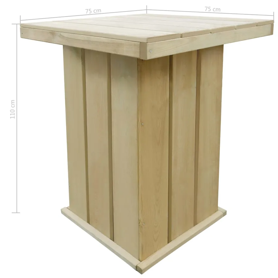 Table de bar 75x75x110 cm Pin imprégné - 2