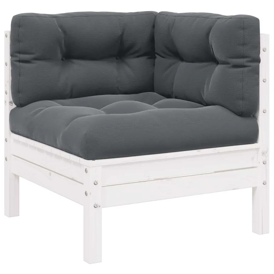 Salon de jardin 3 pcs avec coussins Blanc Bois de pin solide - 3