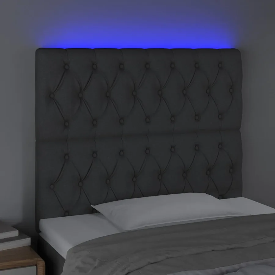 Tête de lit à LED Gris foncé 100x7x118/128 cm Tissu - 3