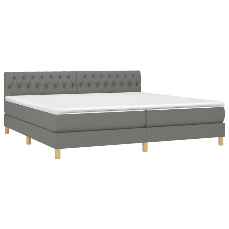 Sommier à lattes de lit et matelas et LED Gris foncé 200x200 cm - 3