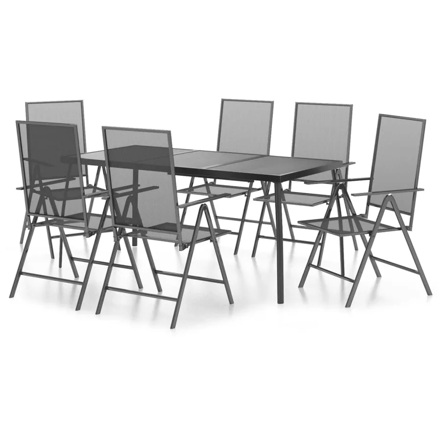 Ensemble à manger de jardin 7 pcs anthracite acier - 2