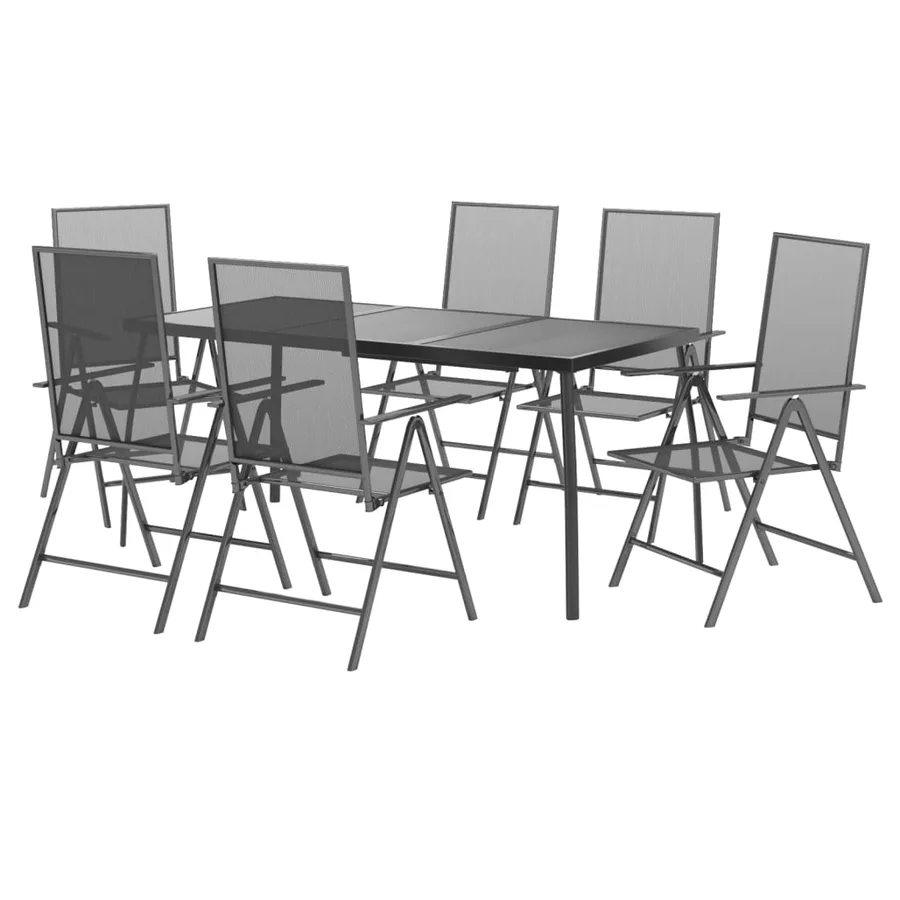 Ensemble à manger de jardin 7 pcs anthracite acier - 3
