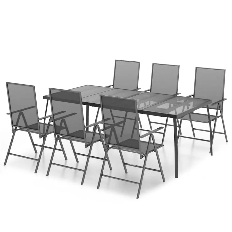 Ensemble à manger de jardin 7 pcs anthracite acier - 2