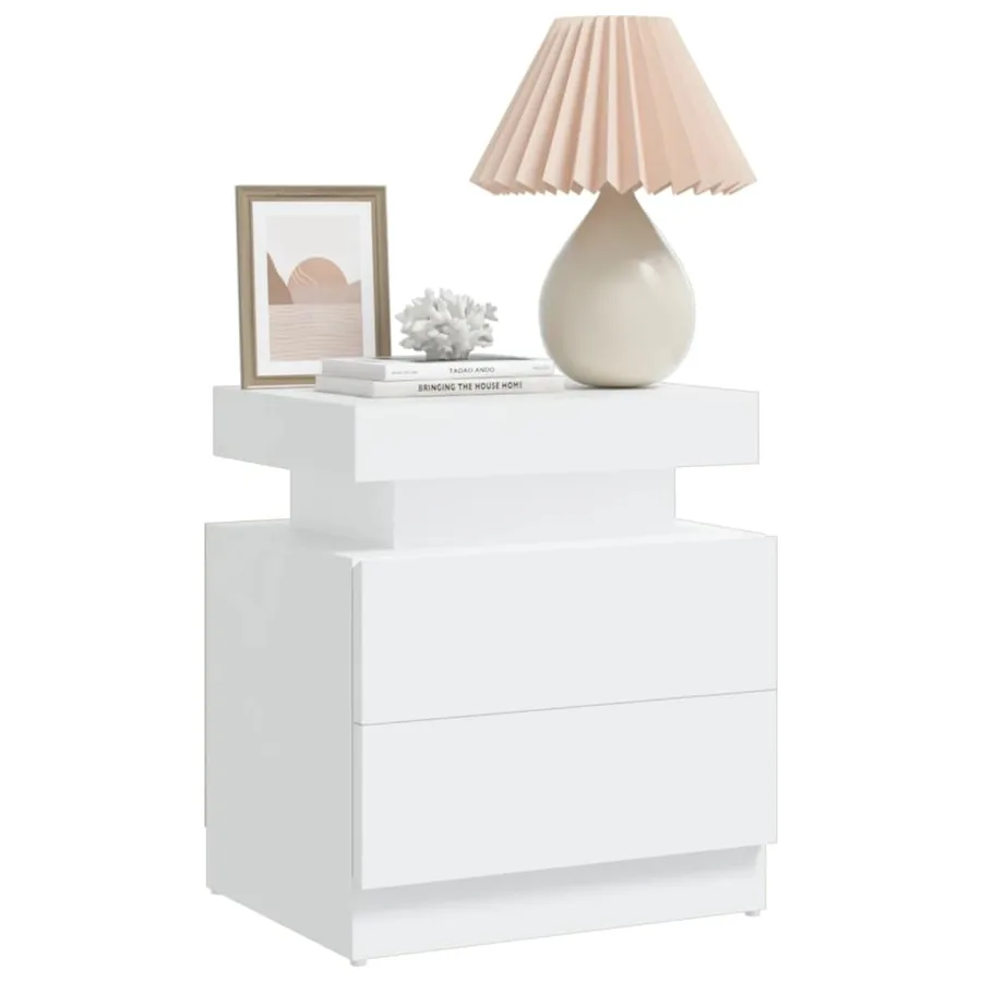 Table de chevet Blanc 45x35x52 cm Aggloméré - 3